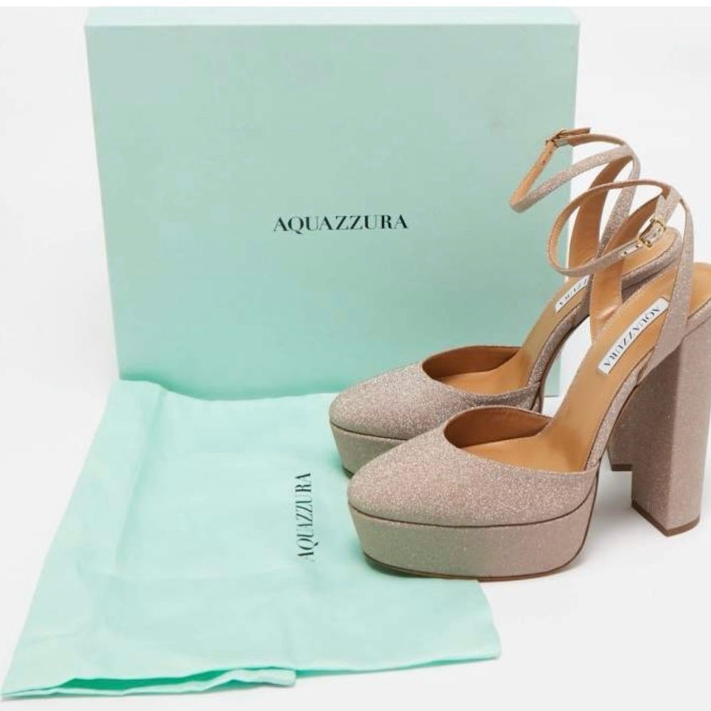 Aquazzura Shimmering Platform Heels - Gold